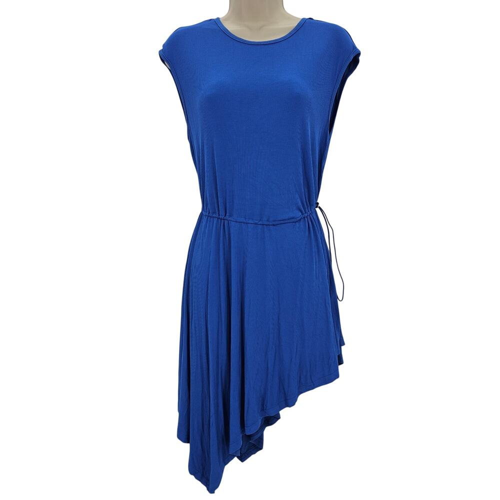 Cupshe Womans size M Blue Round Neck Sleeveless Asymmetrical Hem Mini Dress NEW